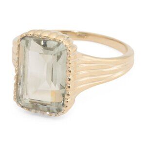 SHIVAM Made In India 14kt Gold Plated Green Amethyst Ring